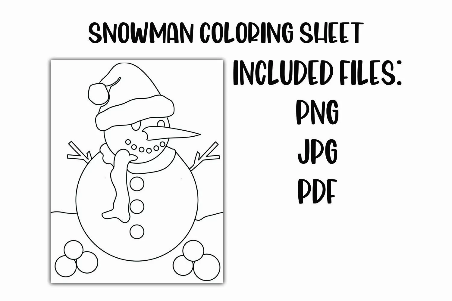 Christmas Snowman Coloring Sheet for Kids product image 1