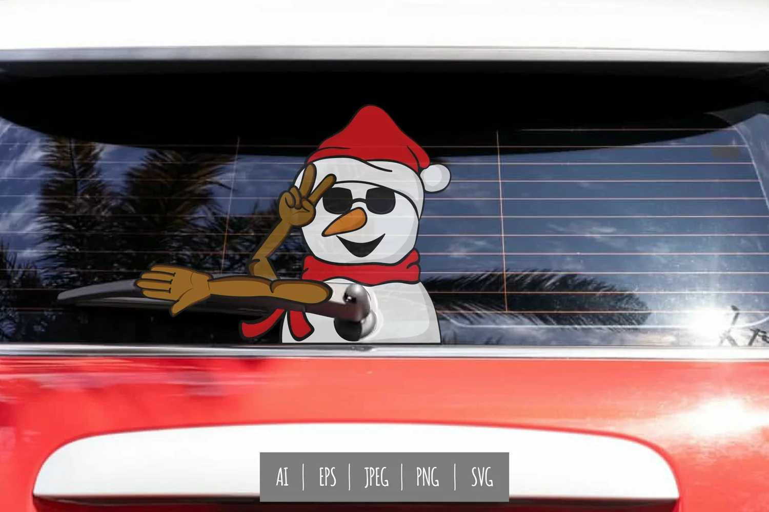 Snowman Rear Wiper Car Decal Sticker product image 1