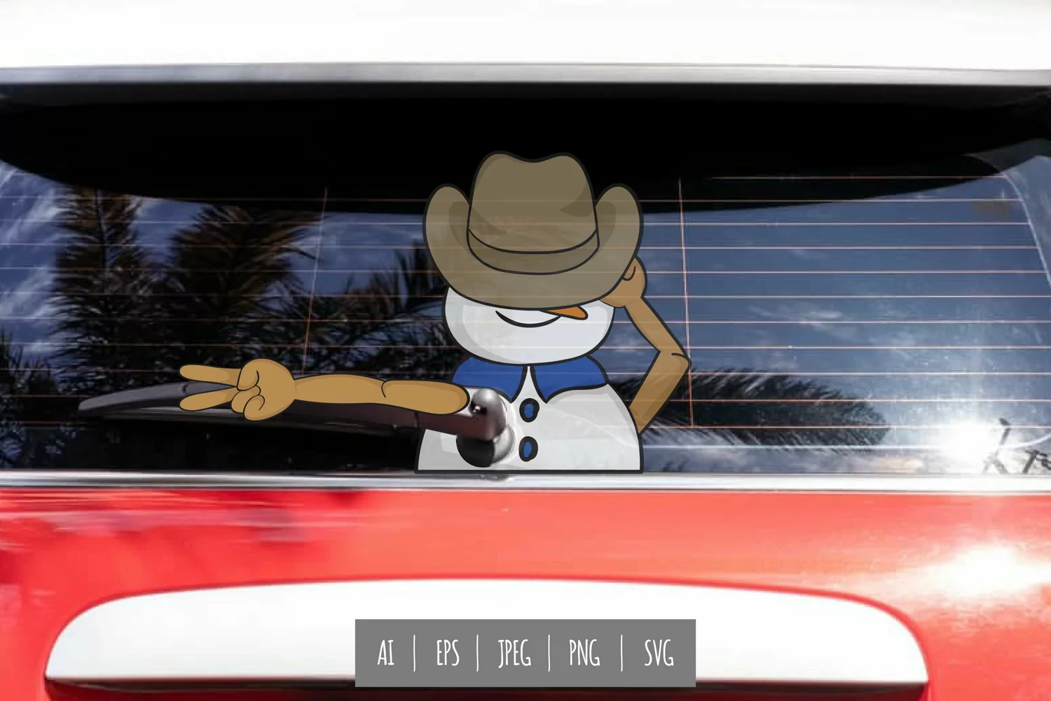 Snowman Rear Wiper Car Decal Sticker product image 1