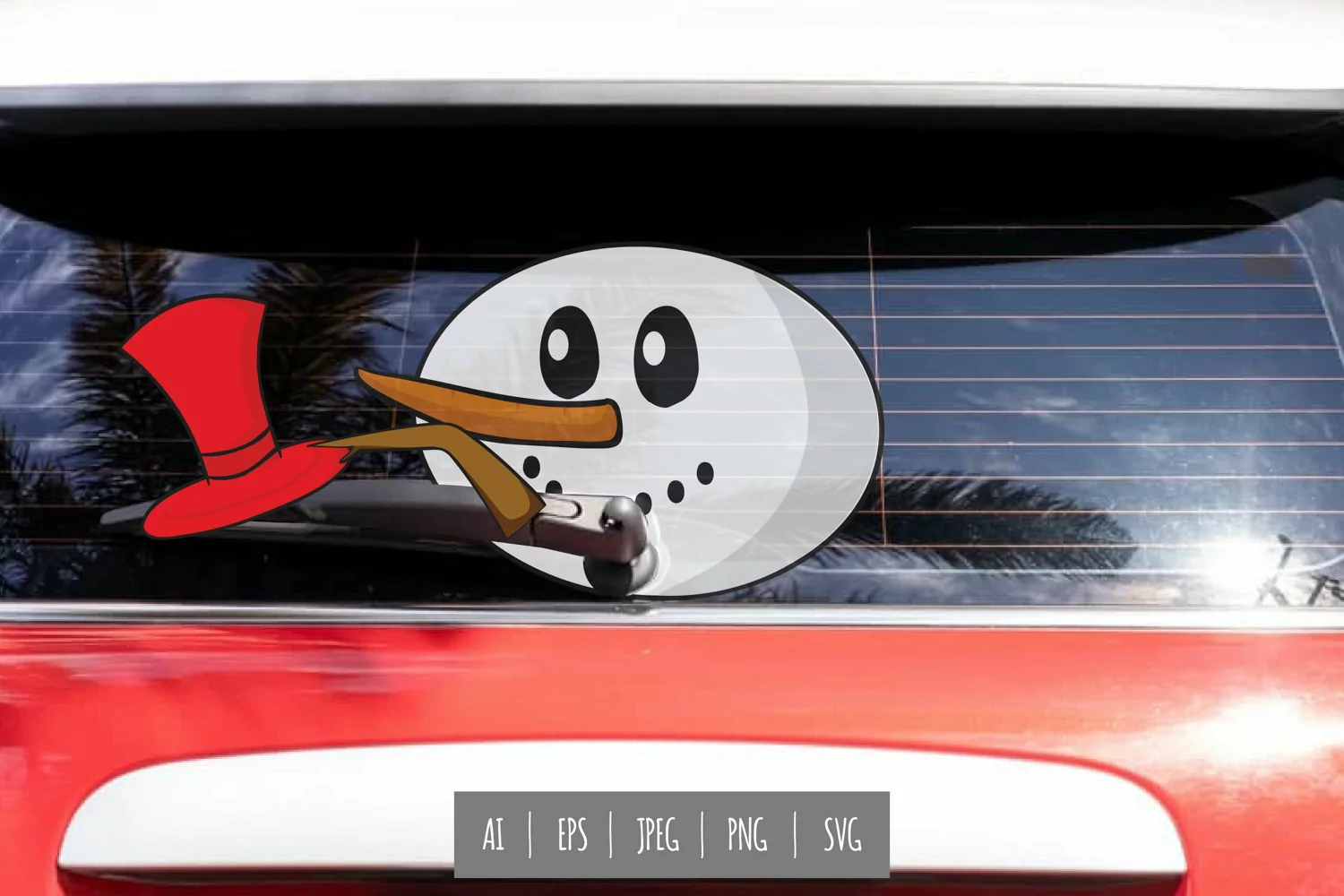 Snowman Rear Wiper Car Decal Sticker product image 1