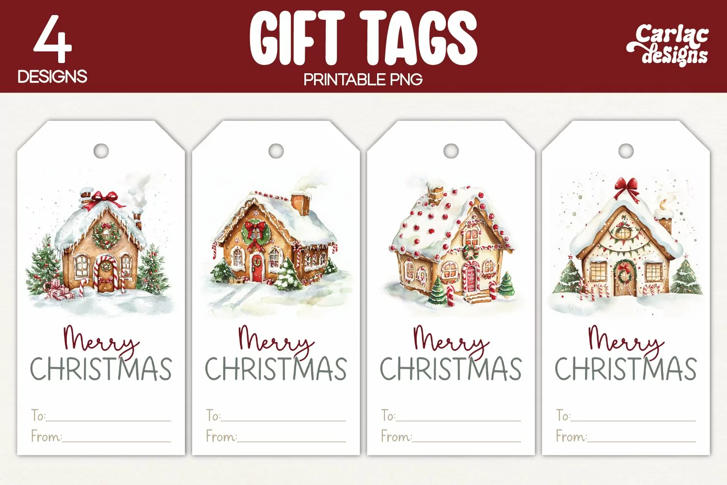 snowy house gift tags