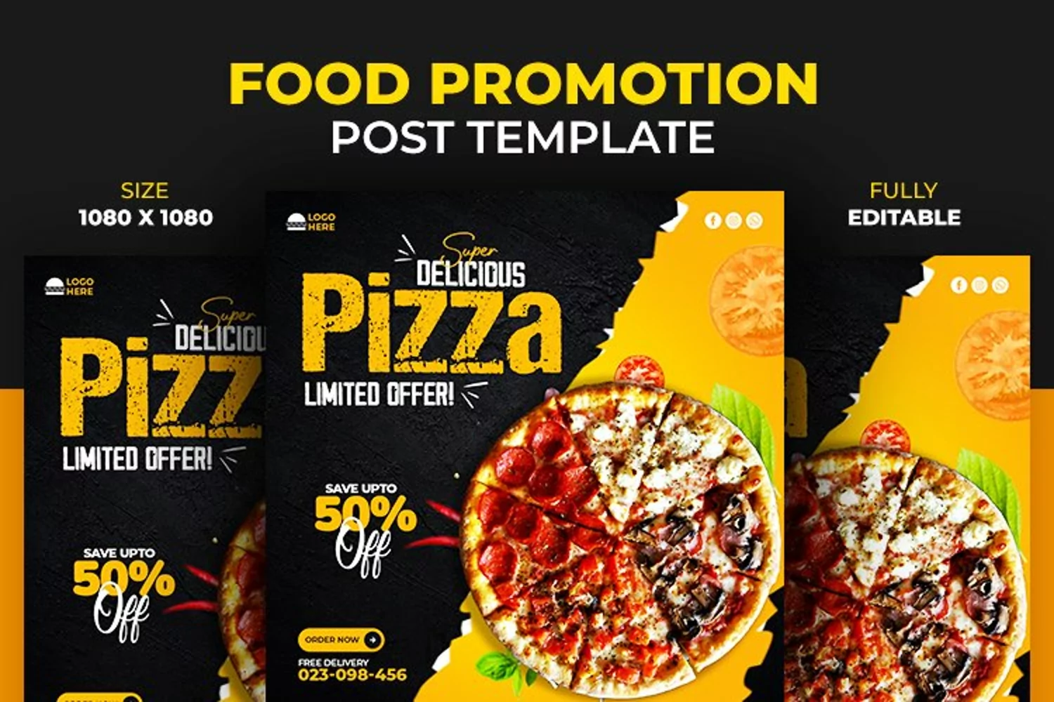 Social Media Spicy Burger Food Promotion Post Template product image 1