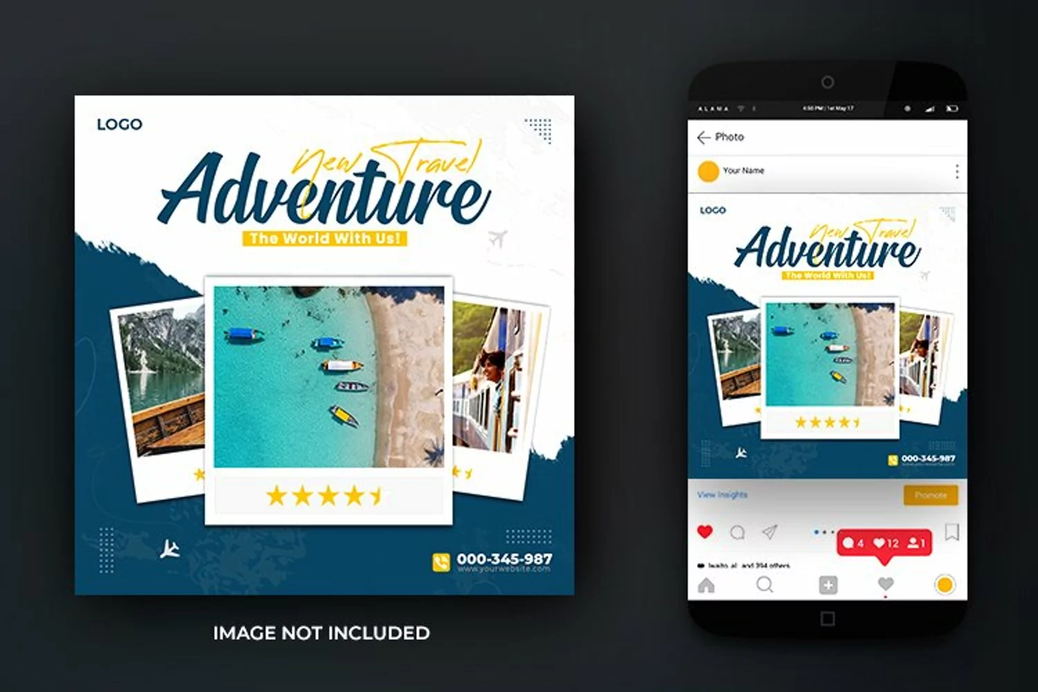 Travel Dream Adventure Tours Instagram Post Design Template product image 1