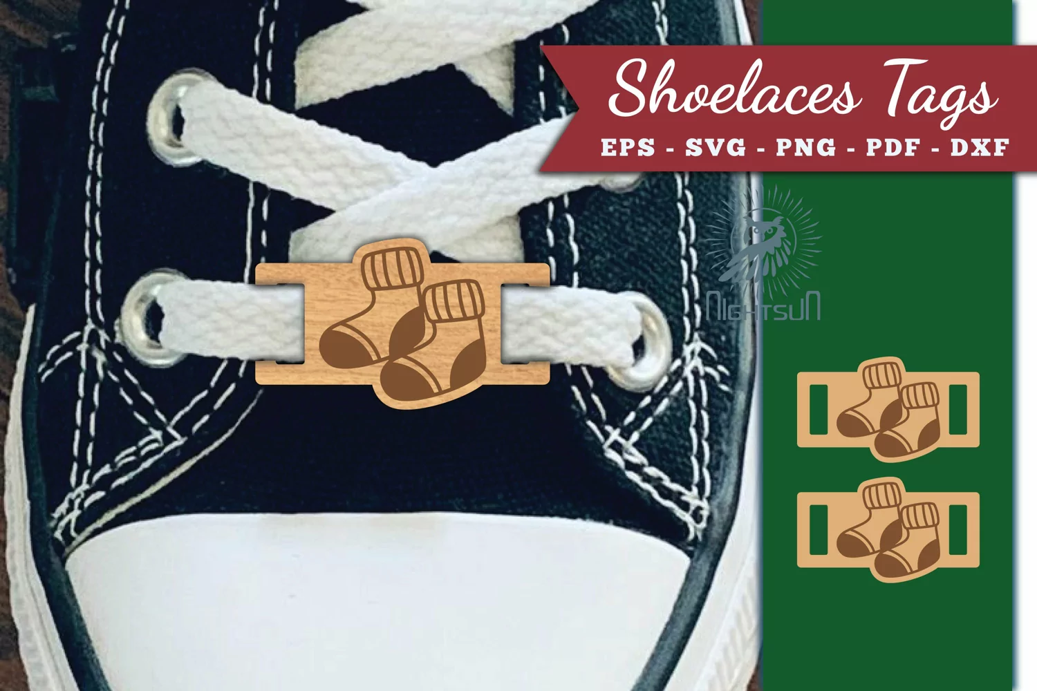 Sock Shoelaces Tags Laser Cut SVG product image 1