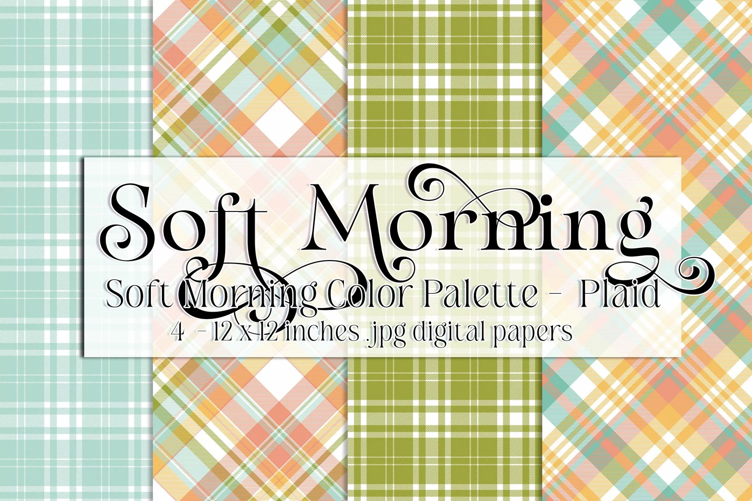 Soft Morning Color Palette, Pastels, Soft Shades, Plaid 3 product image 1