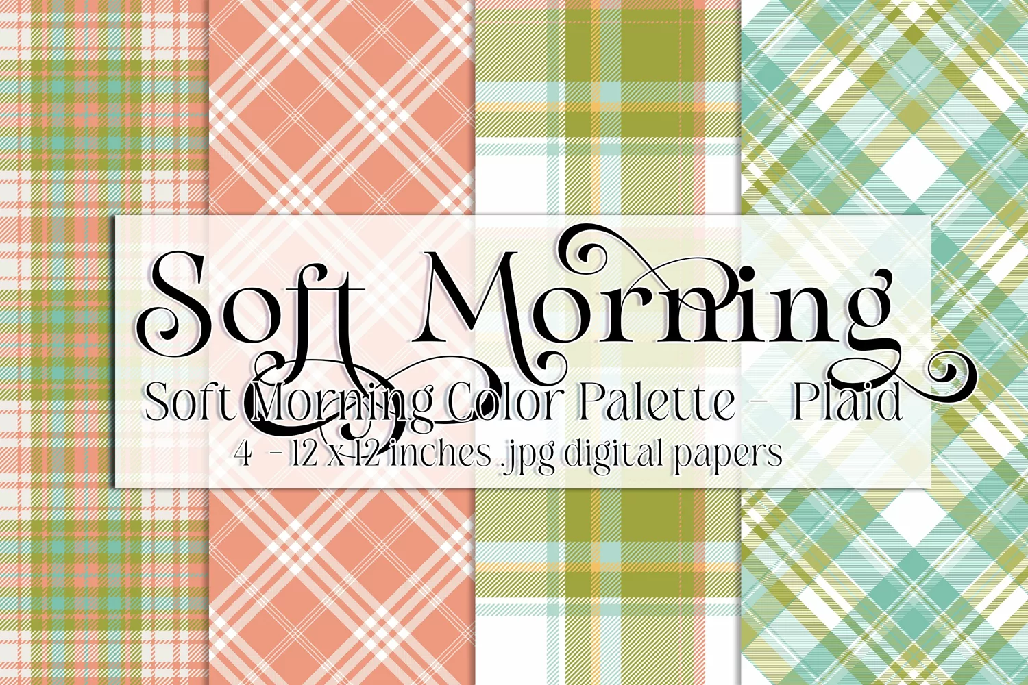 Soft Morning Color Palette, Pastels, Soft Shades, Plaid 4 product image 1