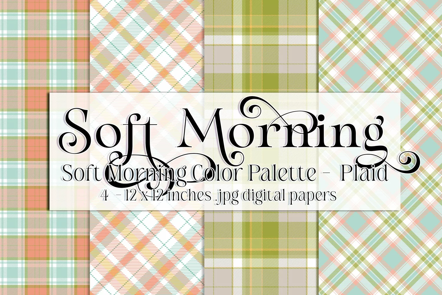 Soft Morning Color Palette, Pastels, Soft Shades, Plaid 1 product image 1