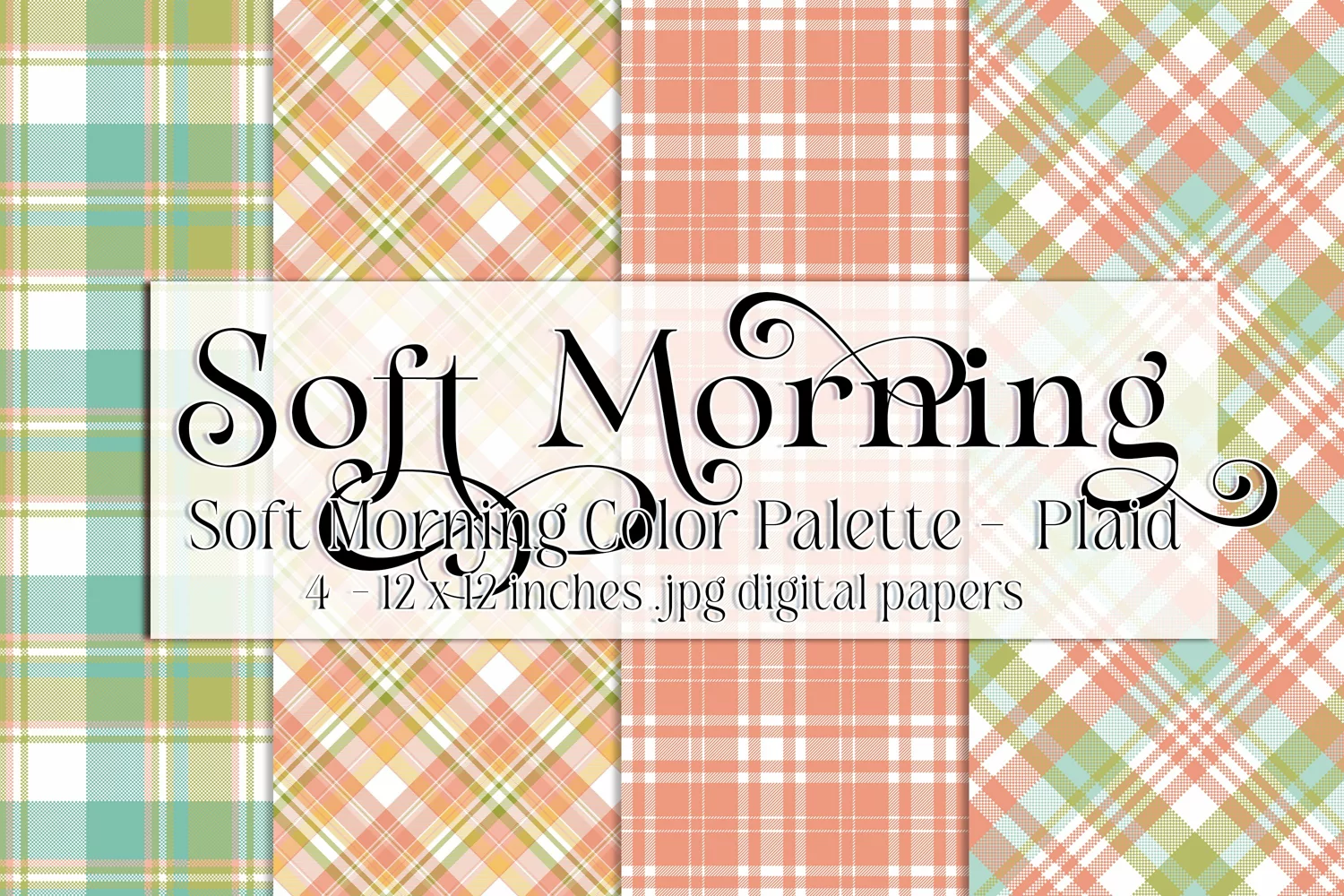 Soft Morning Color Palette, Pastels, Soft Shades, Plaid 2 product image 1