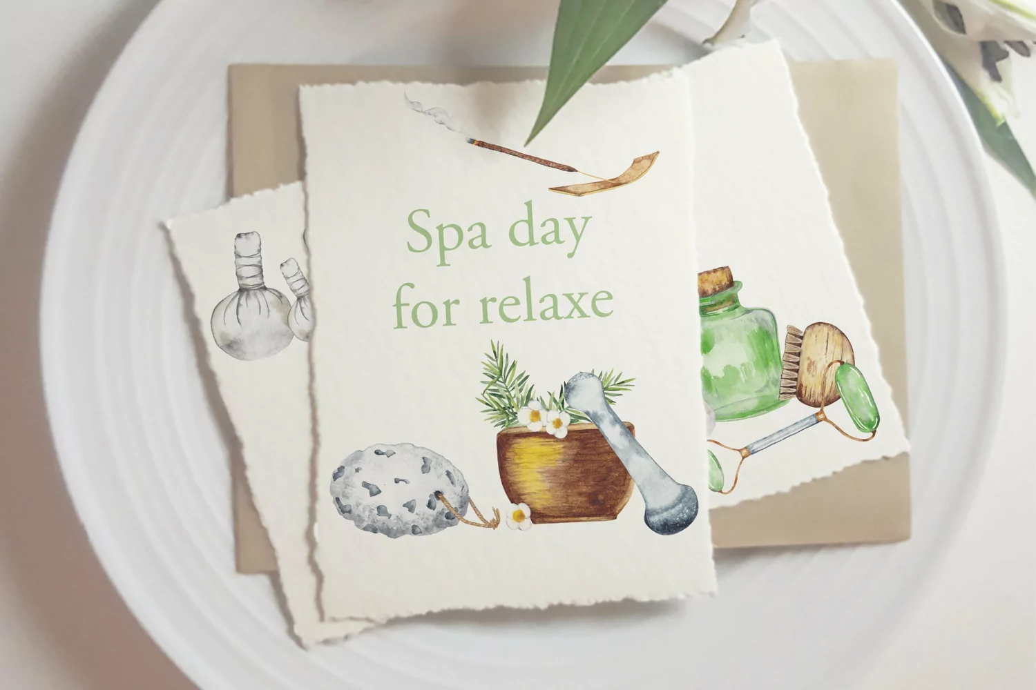 Spa Esthetician aroma massage Watercolor clipart 3 PNG product image 1