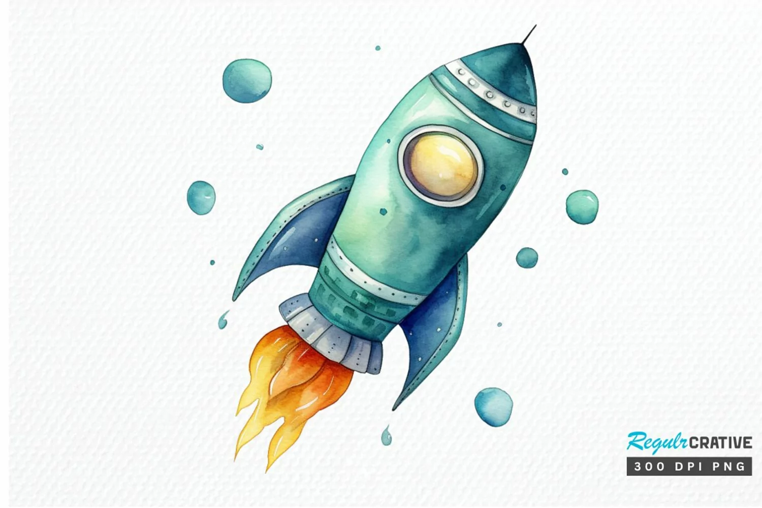 Spaceship Watercolor PNG Clipart product image 1