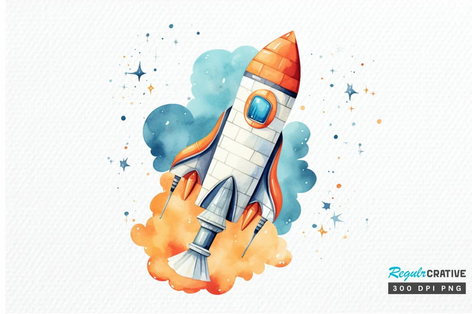 Spaceship Watercolor PNG Clipart product image 1