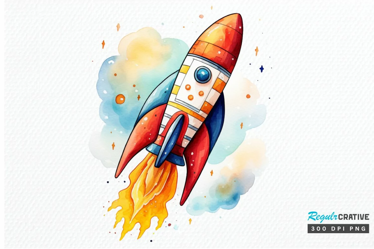 Spaceship Watercolor PNG Clipart product image 1