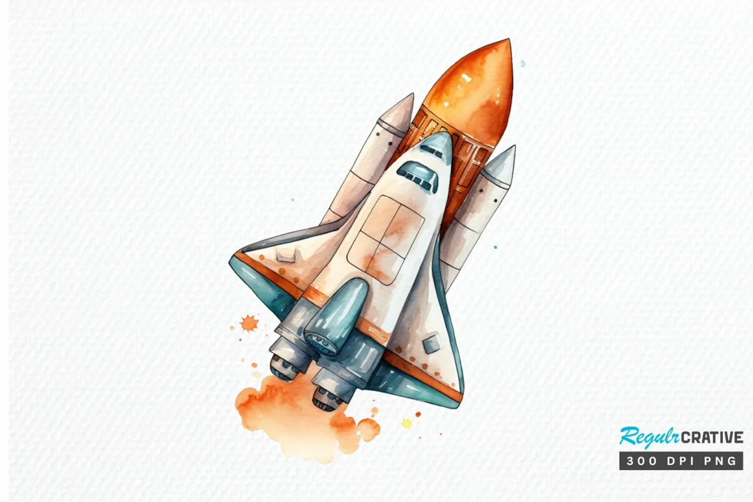 Spaceship Watercolor PNG Clipart product image 1
