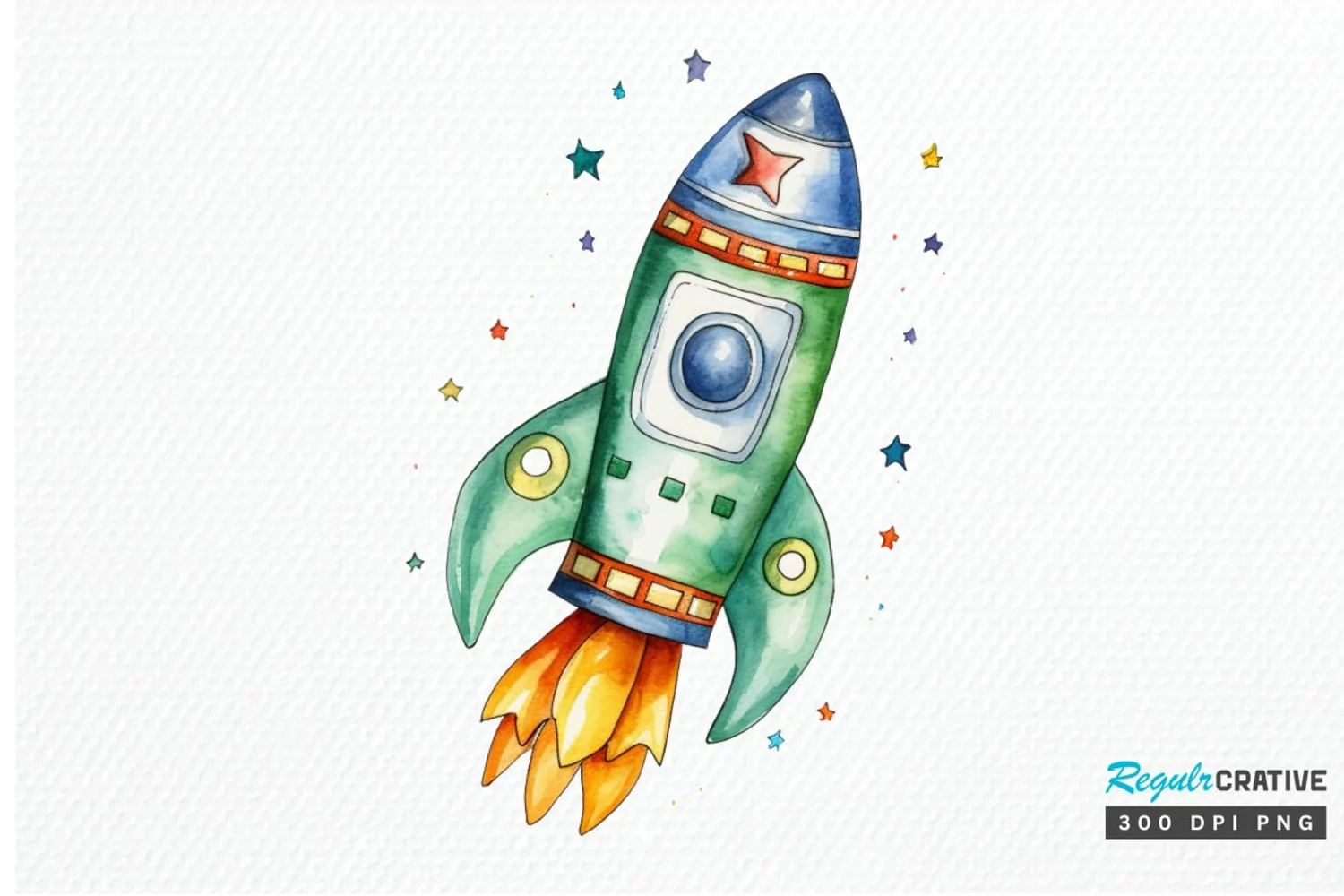 Spaceship Watercolor PNG Clipart product image 1
