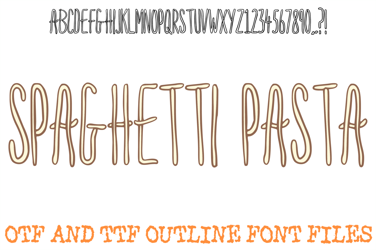 Spaghetti Pasta Lettering Font Food Thin ABC OTF Type by Squeeb Creative
