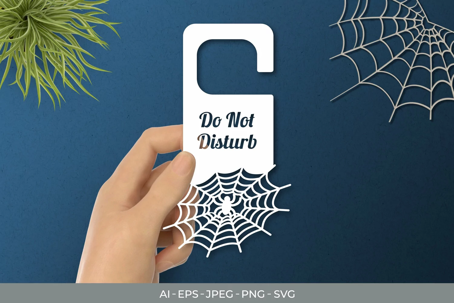 Spider & Spider Web Door Tag - Do Not Disturb SVG File product image 1