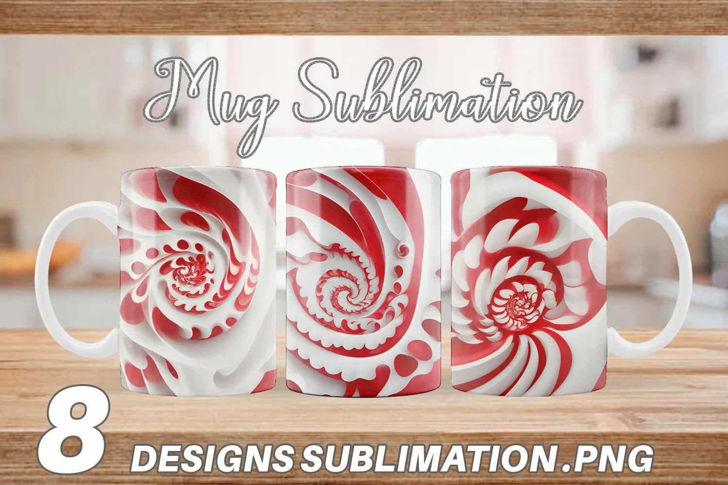 Spiral Texture Red White | Mug sublimation design product image 1