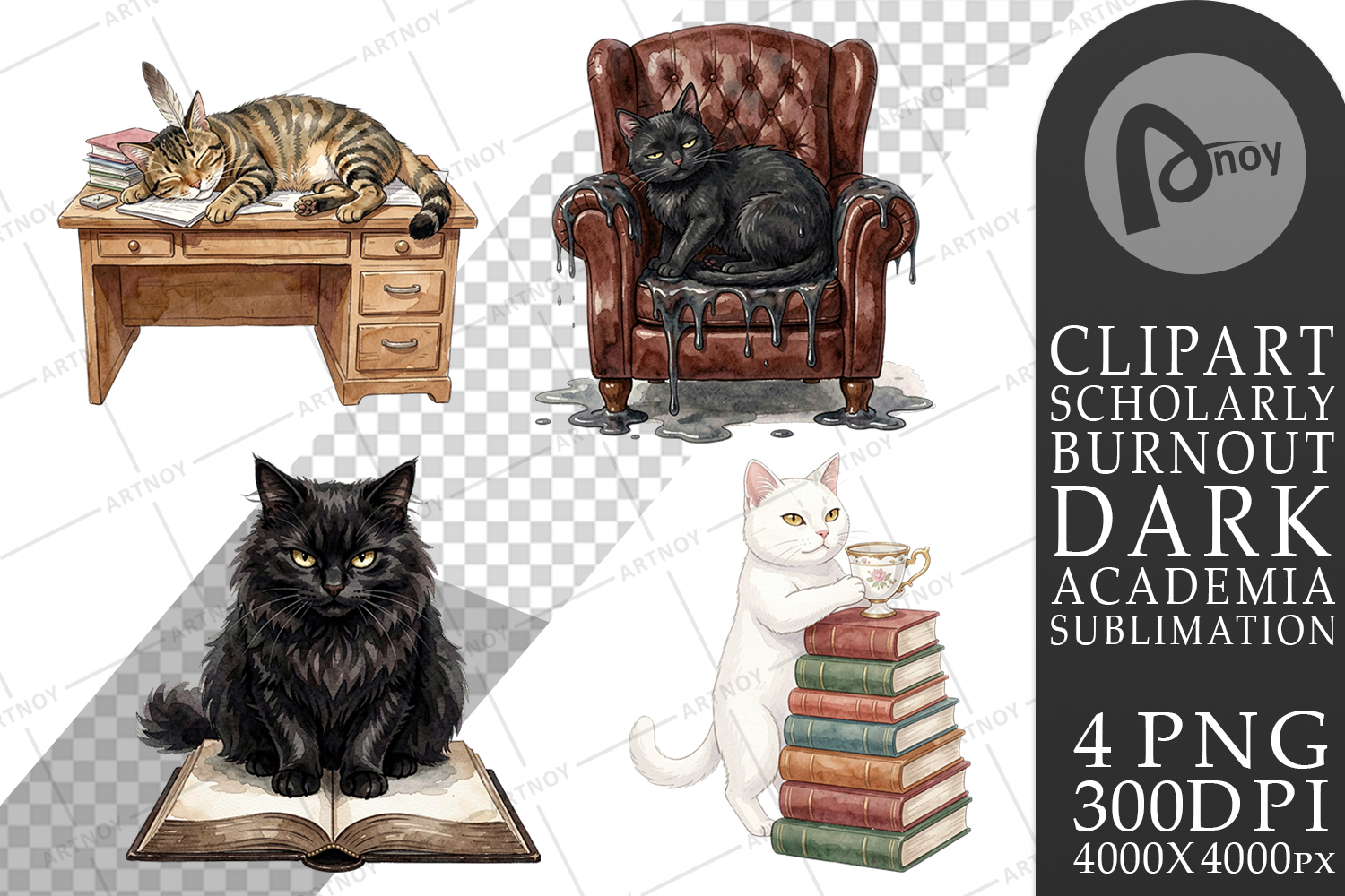 Spiteful Cat Dark Academia Sublimation product image 1