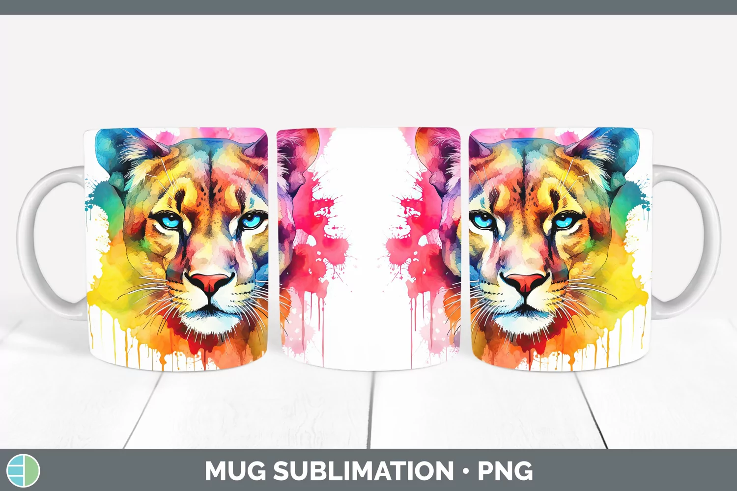 GorgeousSplat Rainbow Mug Wrap design.