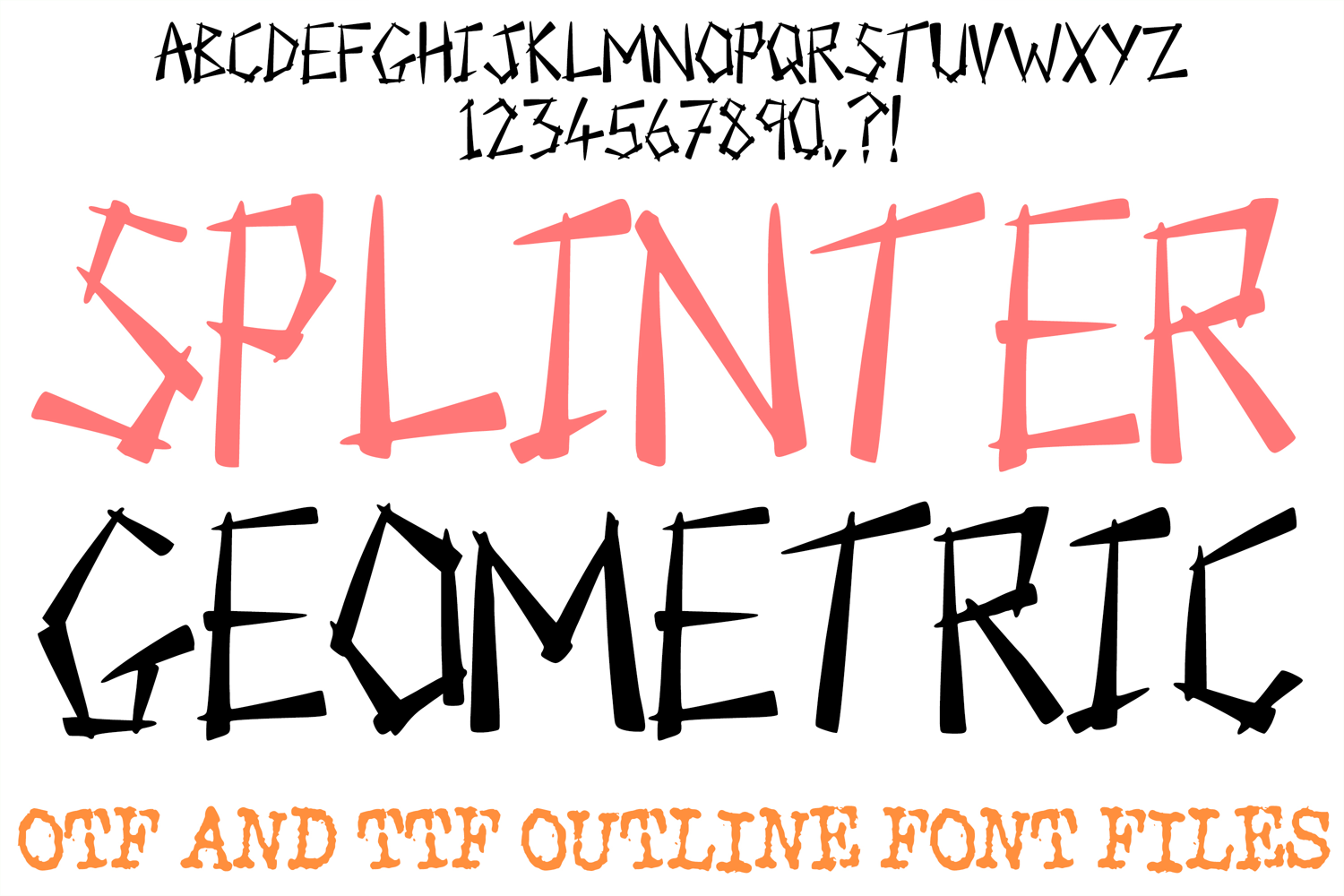 Splinter Geometric Lettering Font Hand Drawn ABC OTF Type by Squeeb Creative