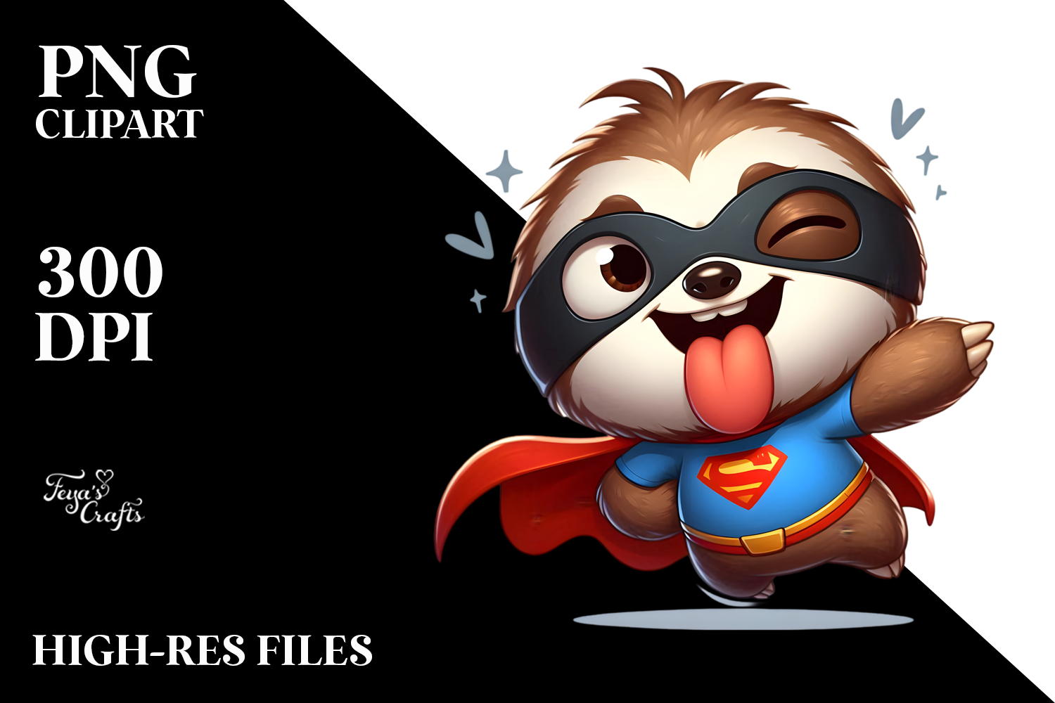 Sloth with Superhero Cape, PNG product image 1