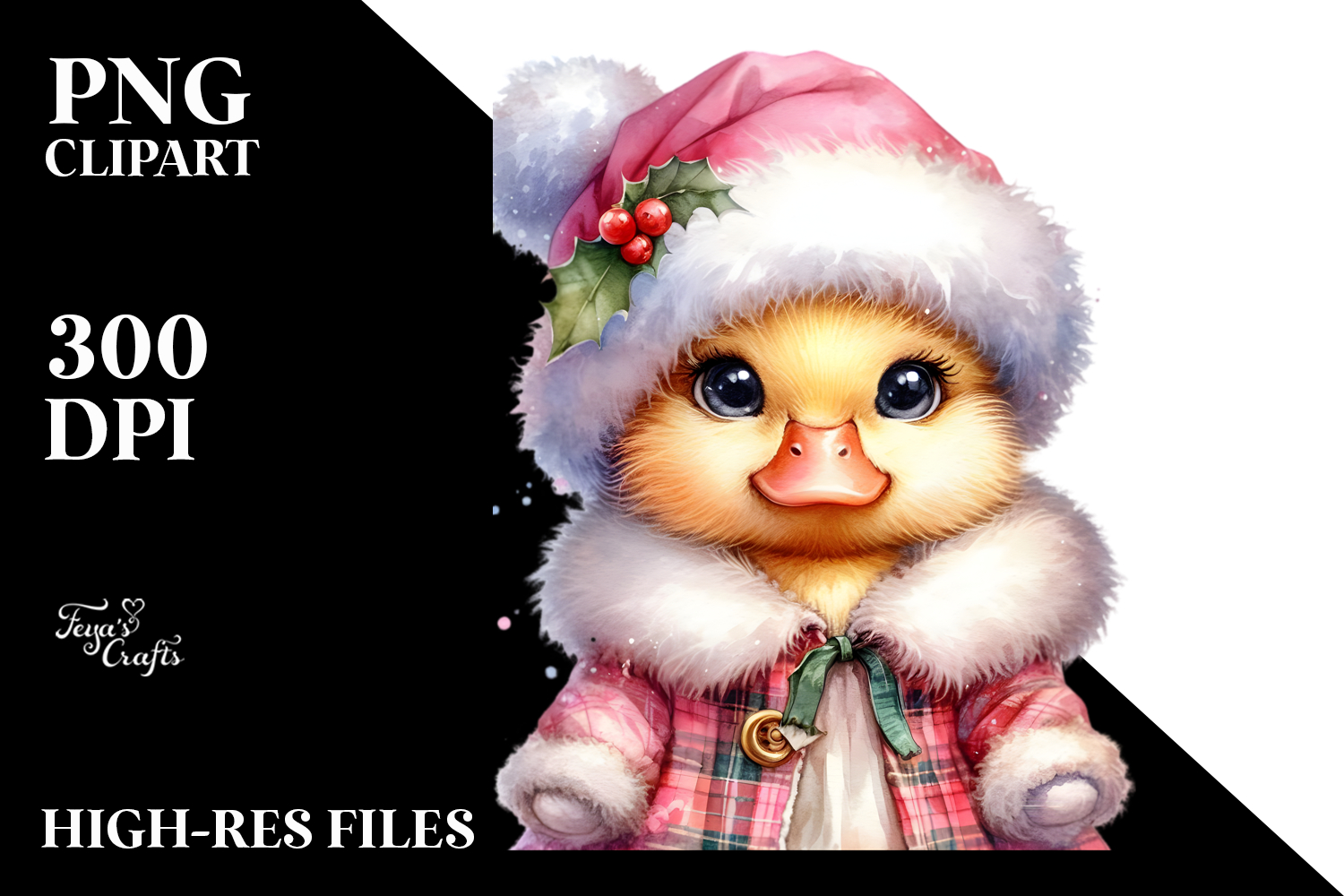 Cute Baby Duck with Christmas Outfit, Transparent PNG product image 1