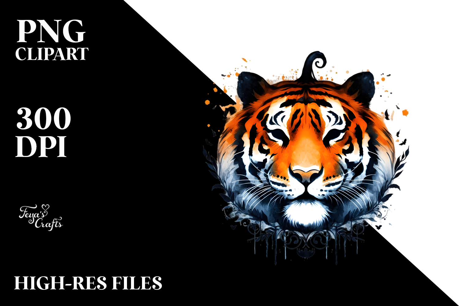 Simple Halloween Tiger Design, White Background product image 1