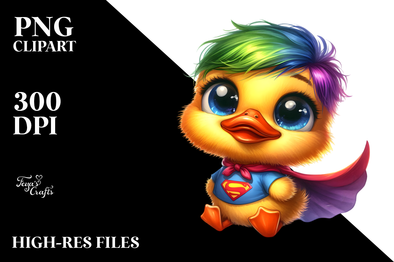 Goofy Baby Chicken in Superhero Cape, Transparent PNG product image 1