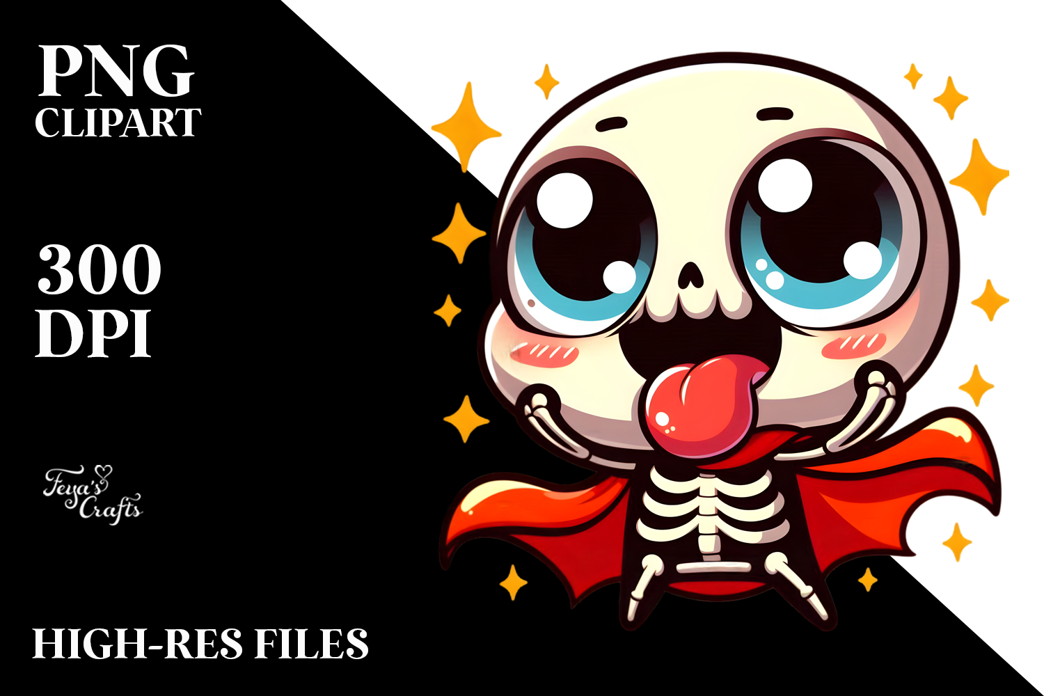 Cartoony Skeleton with Superhero Cape, High-Quality PNG product image 1