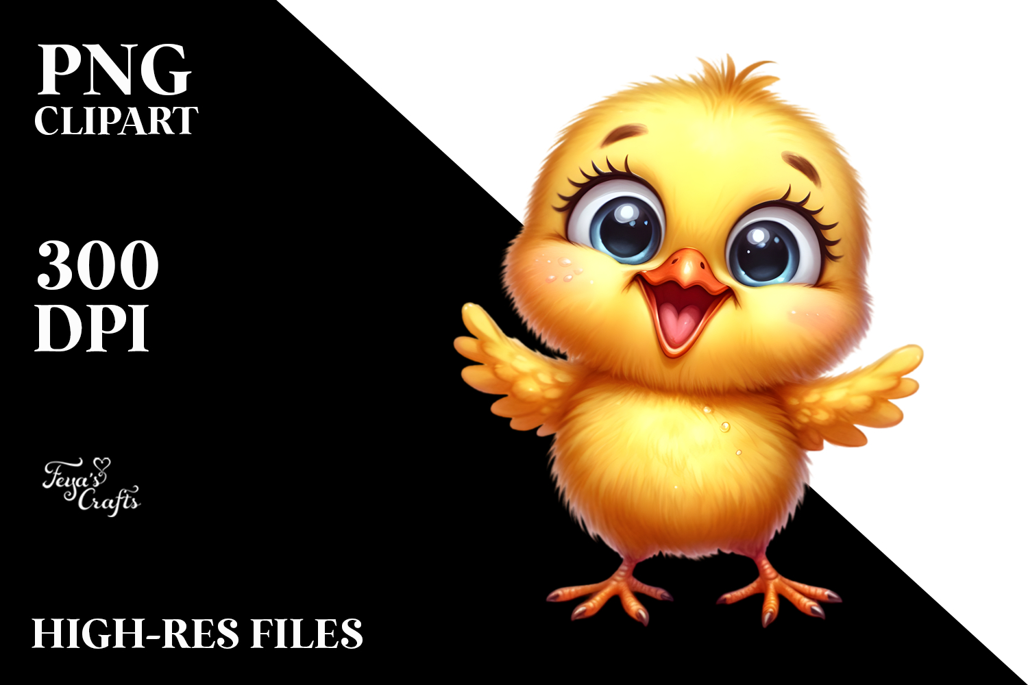 Watercolor Funny Baby Chick Standing with Big Eyes and Goofy product image 1