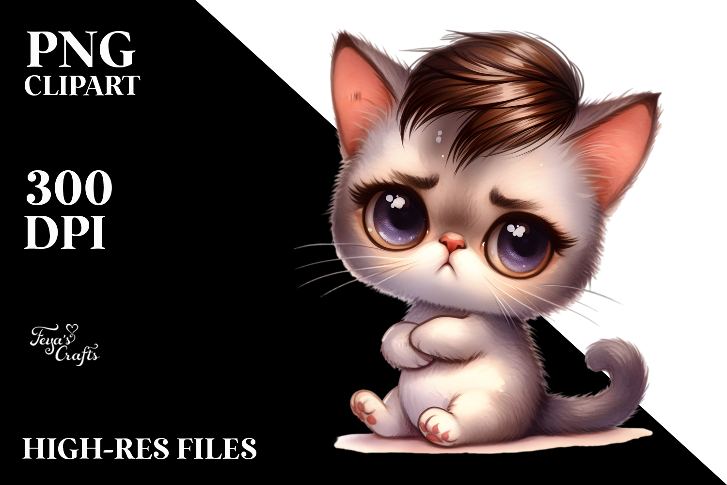 Expressive Baby Cat with Contempt | Sublimation | Clipart product image 1
