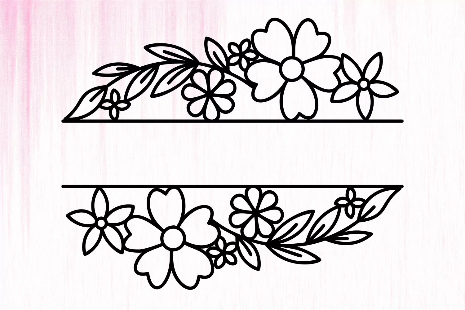 Split Flower Monogram SVG. Ornamental Flower Border SVG product image 1