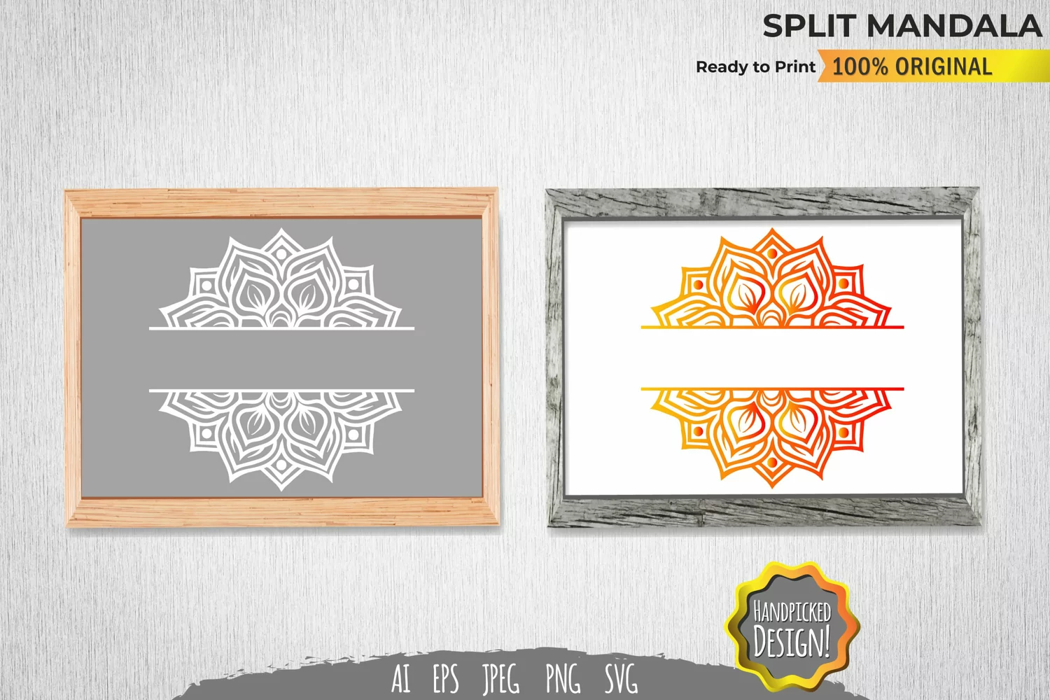 Split Mandala with Gradient Color SVG product image 1