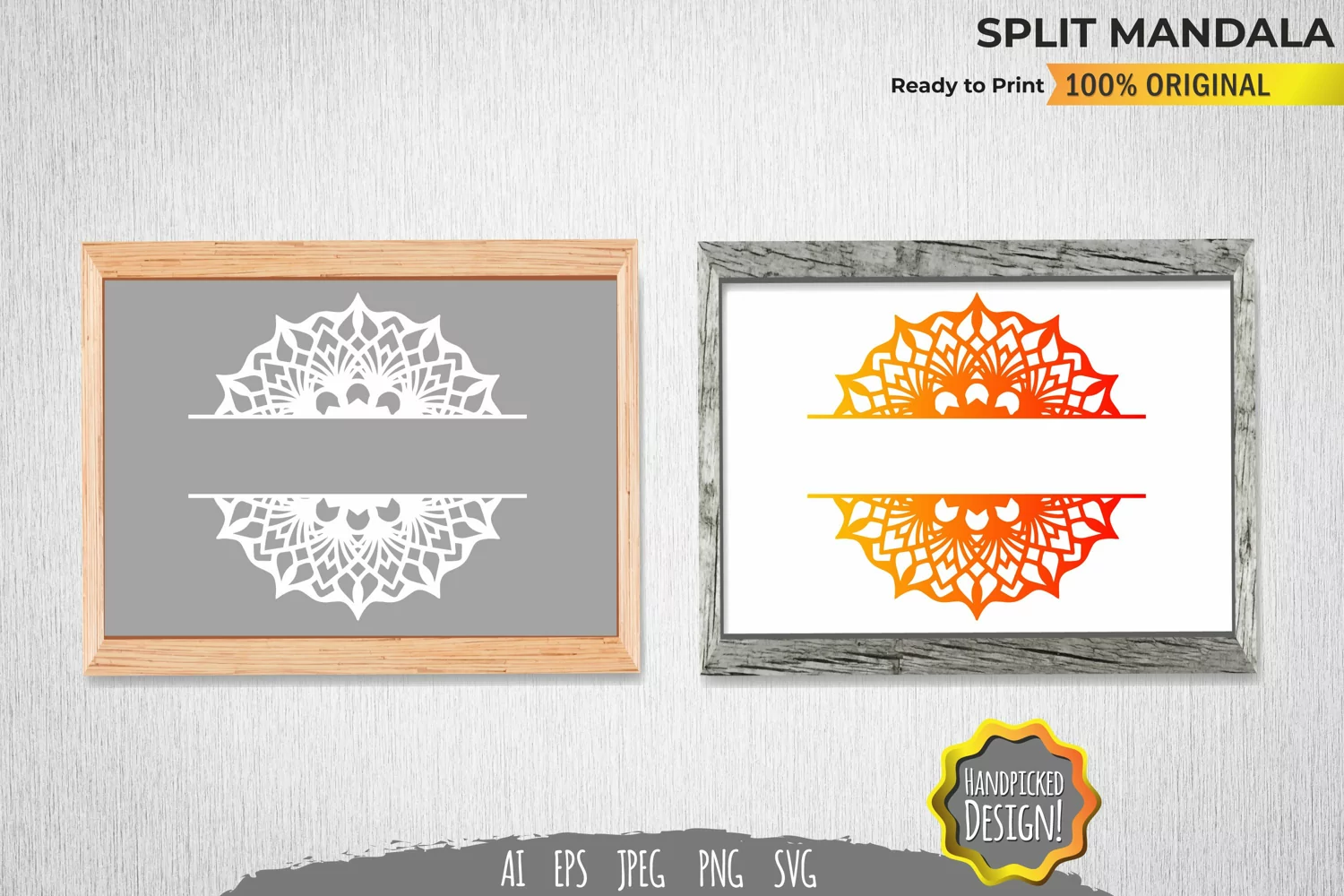 Split Mandala with Gradient Color SVG product image 1