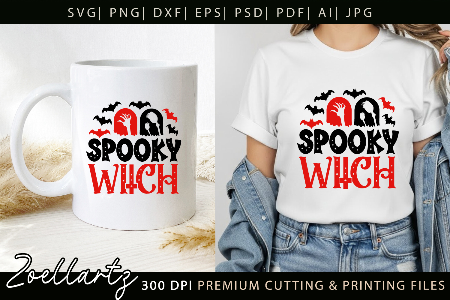 Spooky Witch SVG for Cricut Halloween T-shirt Mug Design product image 1