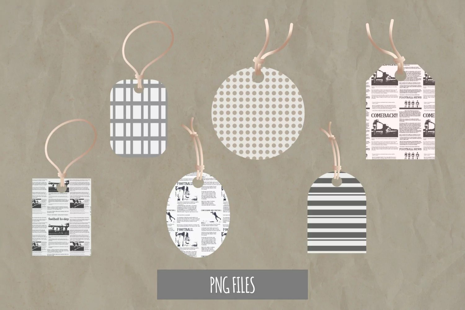 Sport Newspaper Patterned Shaped Tags product image 1