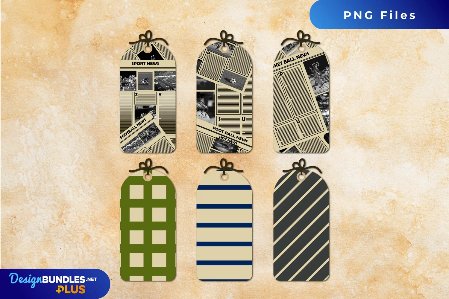 Sport Newspaper Patterned Shaped Tags product image 1