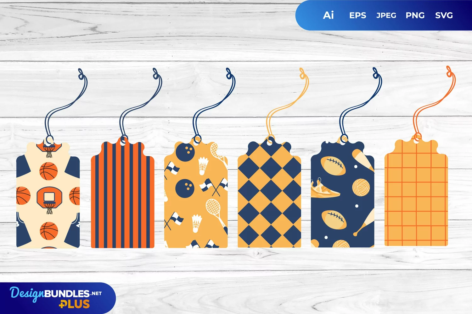 Sport Patterned Shaped Tags product image 1