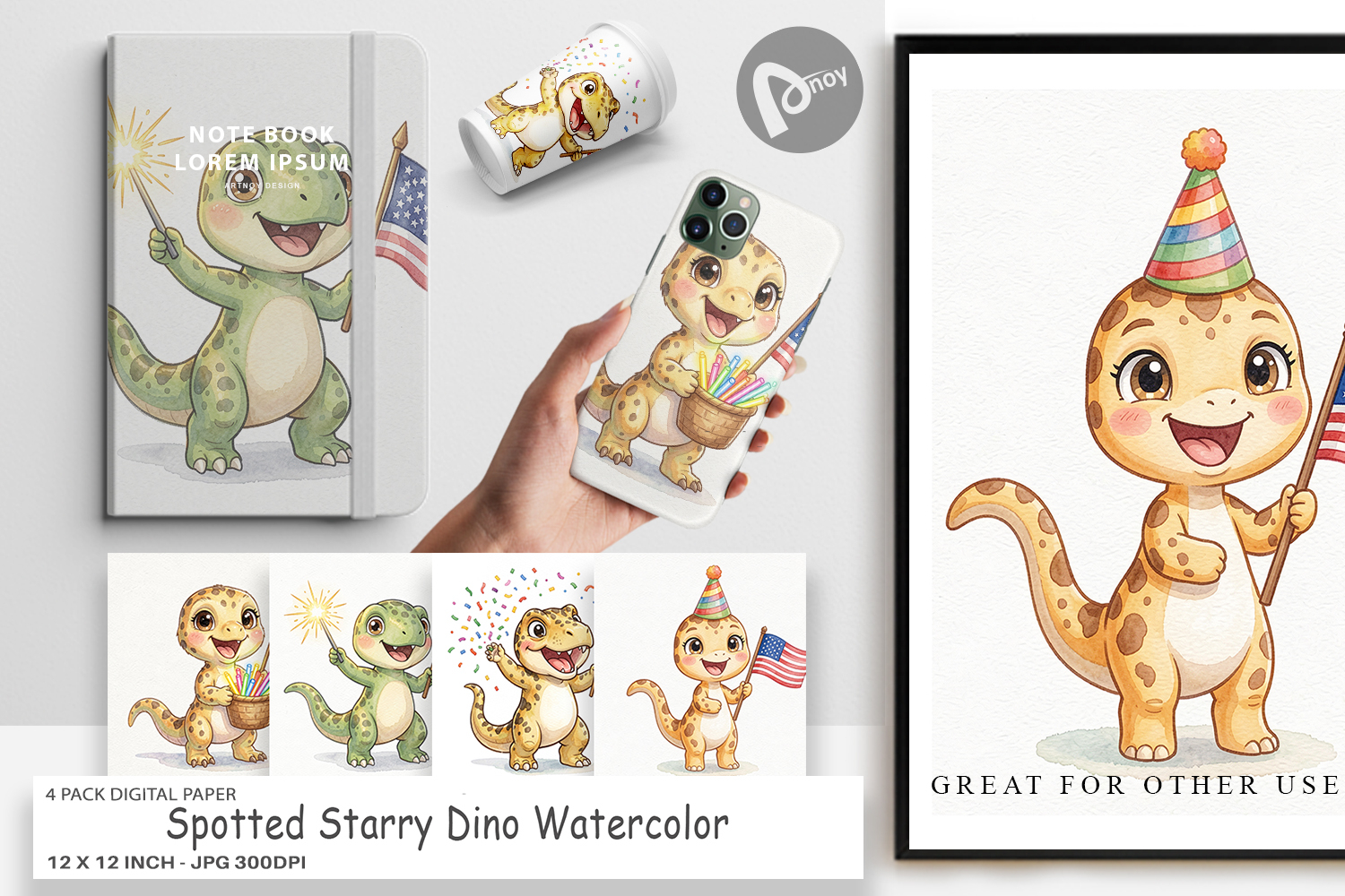 Spotted Starry Dino Digital Paper product image 1