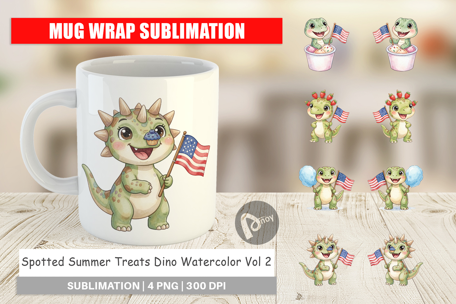Spotted Summer Treats Dino Mug Wrap product image 1