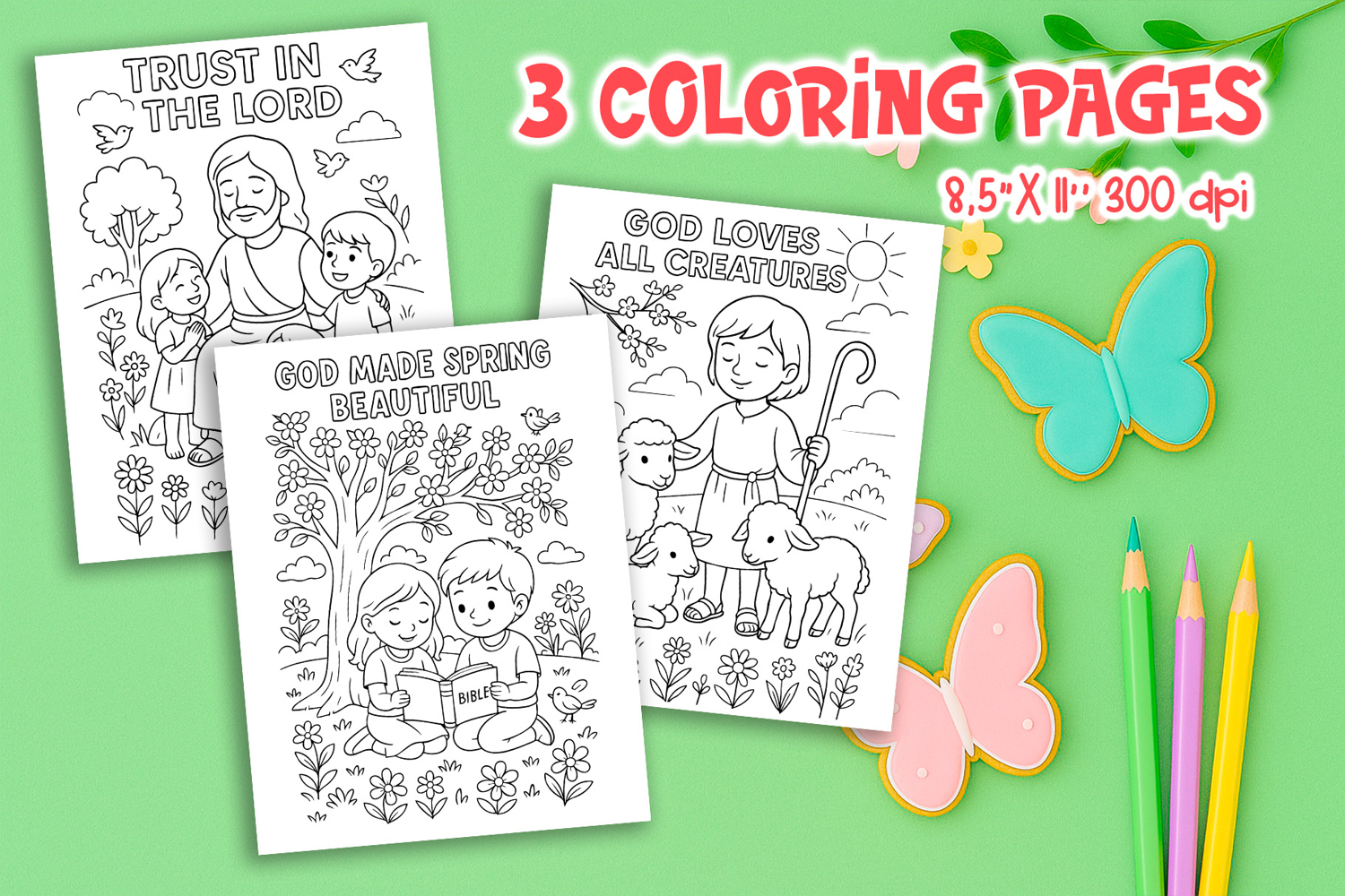 Spring Christian Coloring Pages | Kids Bible Printable product image 1