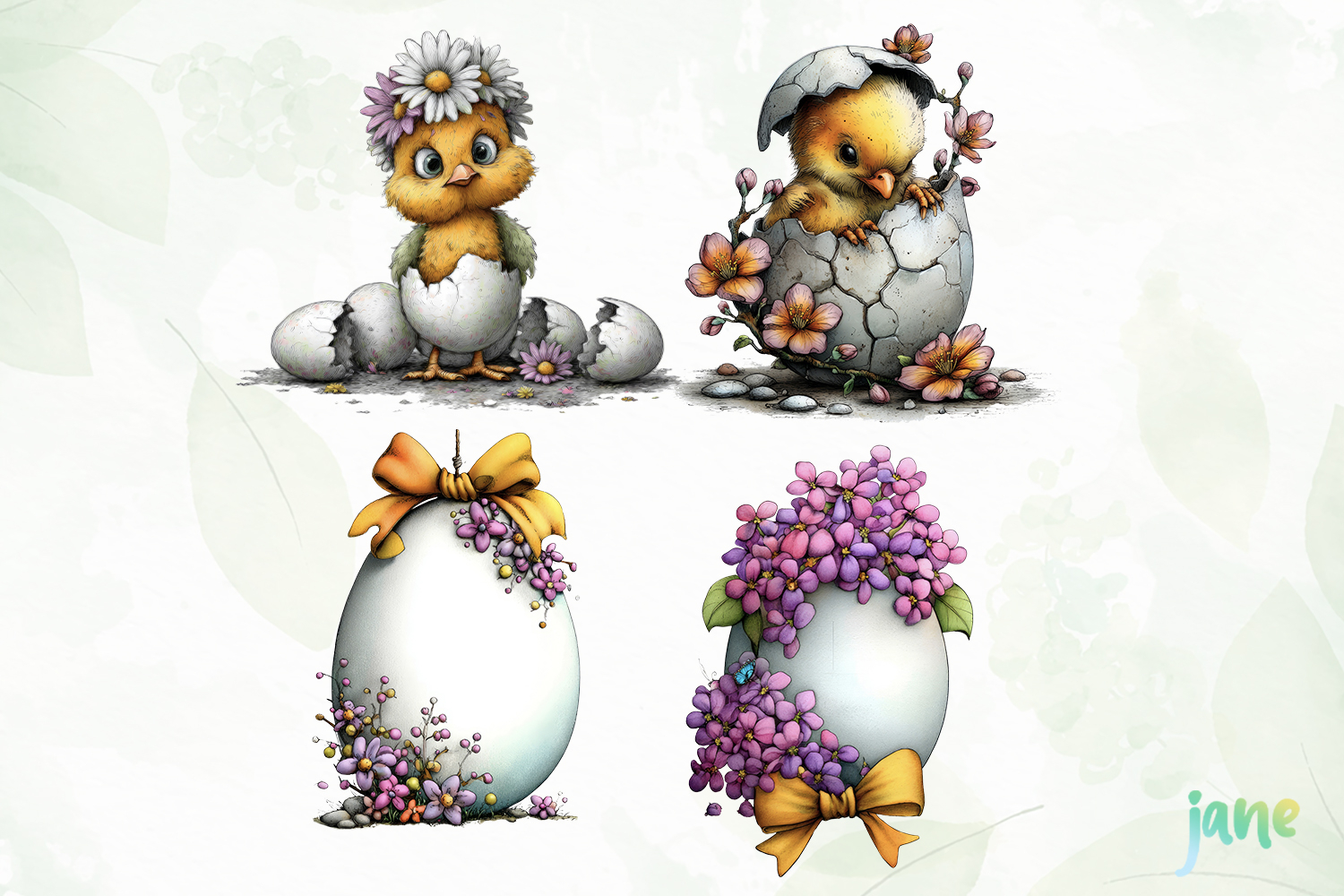 Spring Easter Watercolor Clipart product image 1