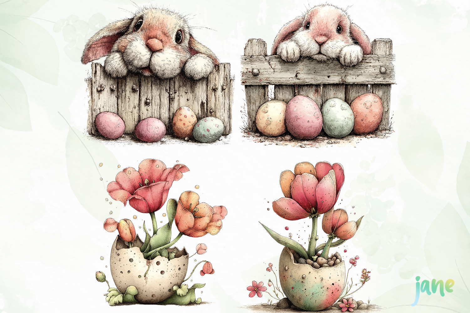 Spring Easter Watercolor Clipart product image 1