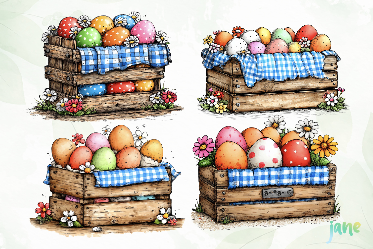 Spring Easter Watercolor Clipart product image 1