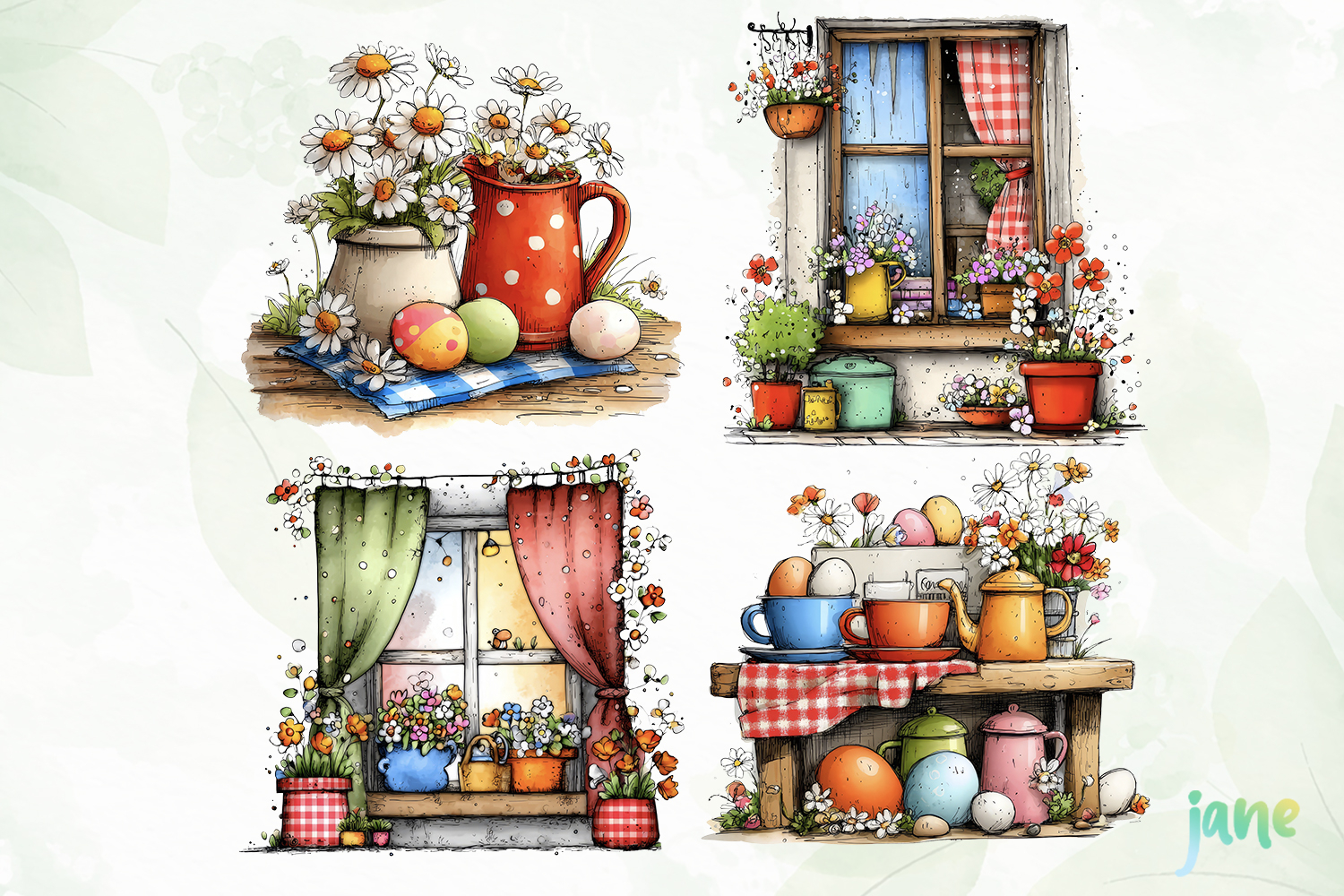 Spring Easter Watercolor Clipart product image 1