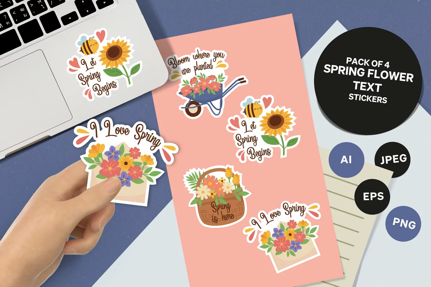 Spring is Here Sticker Pack with Flower Illustrations product image 1