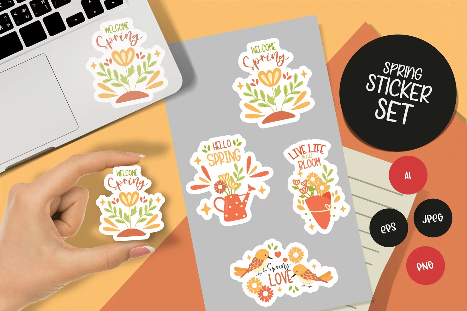 Welcome Spring Sticker Pack with Flower Illustrations product image 1