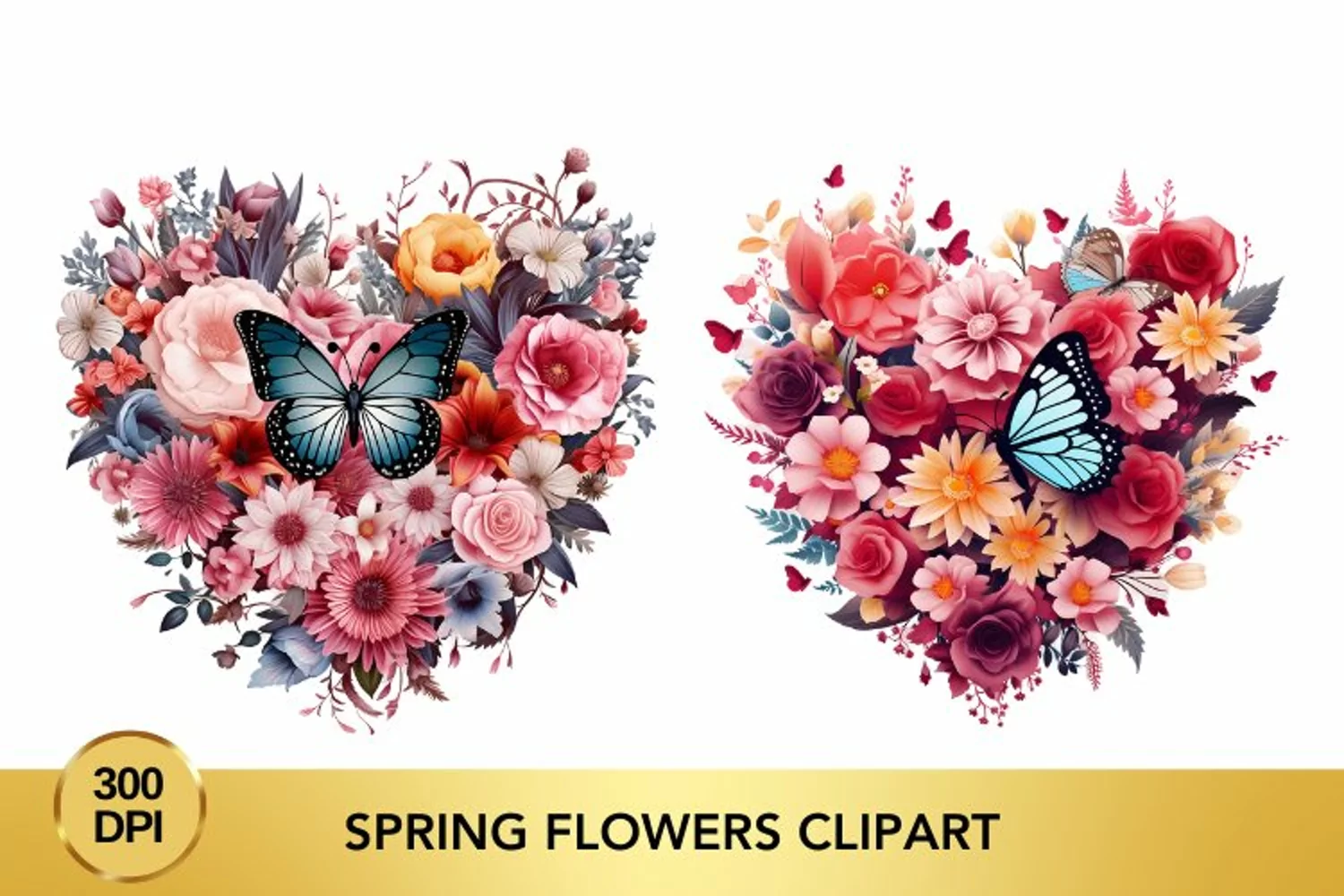 Valentine's Day spring flowers Watercolor Clipart product image 1