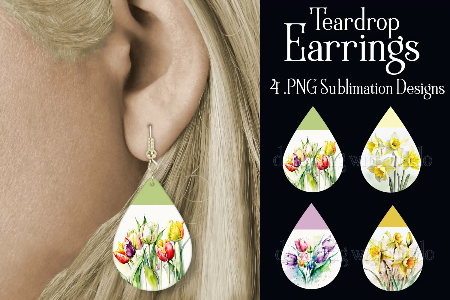 Spring Floral Earrings, Pretty Flower Teardrop Earrings, s1 product image 1