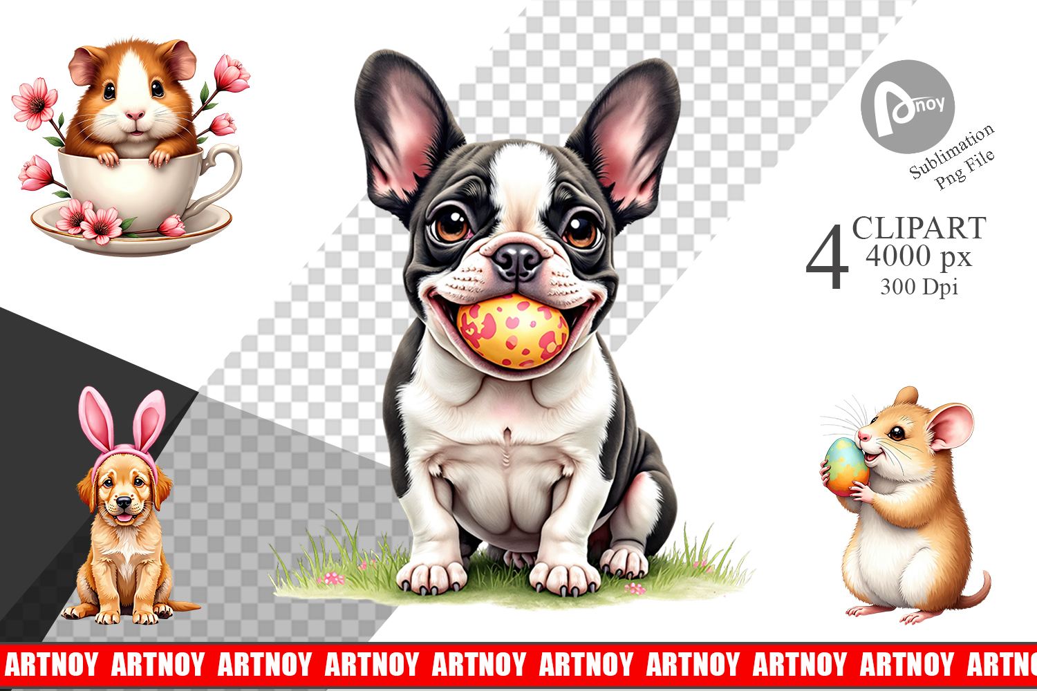 Spring Garden Pets Easter Clipart product image 1